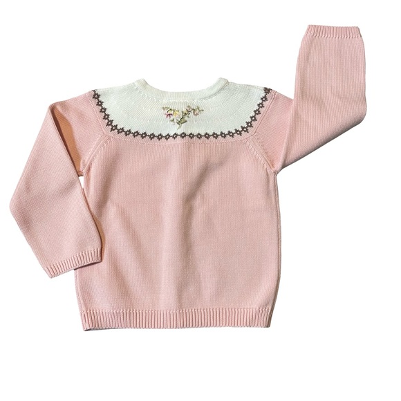 Janie and Jack English Countryside Pink Floral Knit Kids Cardigan 2T - Picture 3 of 5